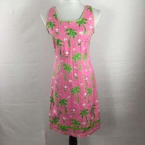 Vanity Collection Dancing Monkey Palm Tree Shift Novelty Print Dress Size Small